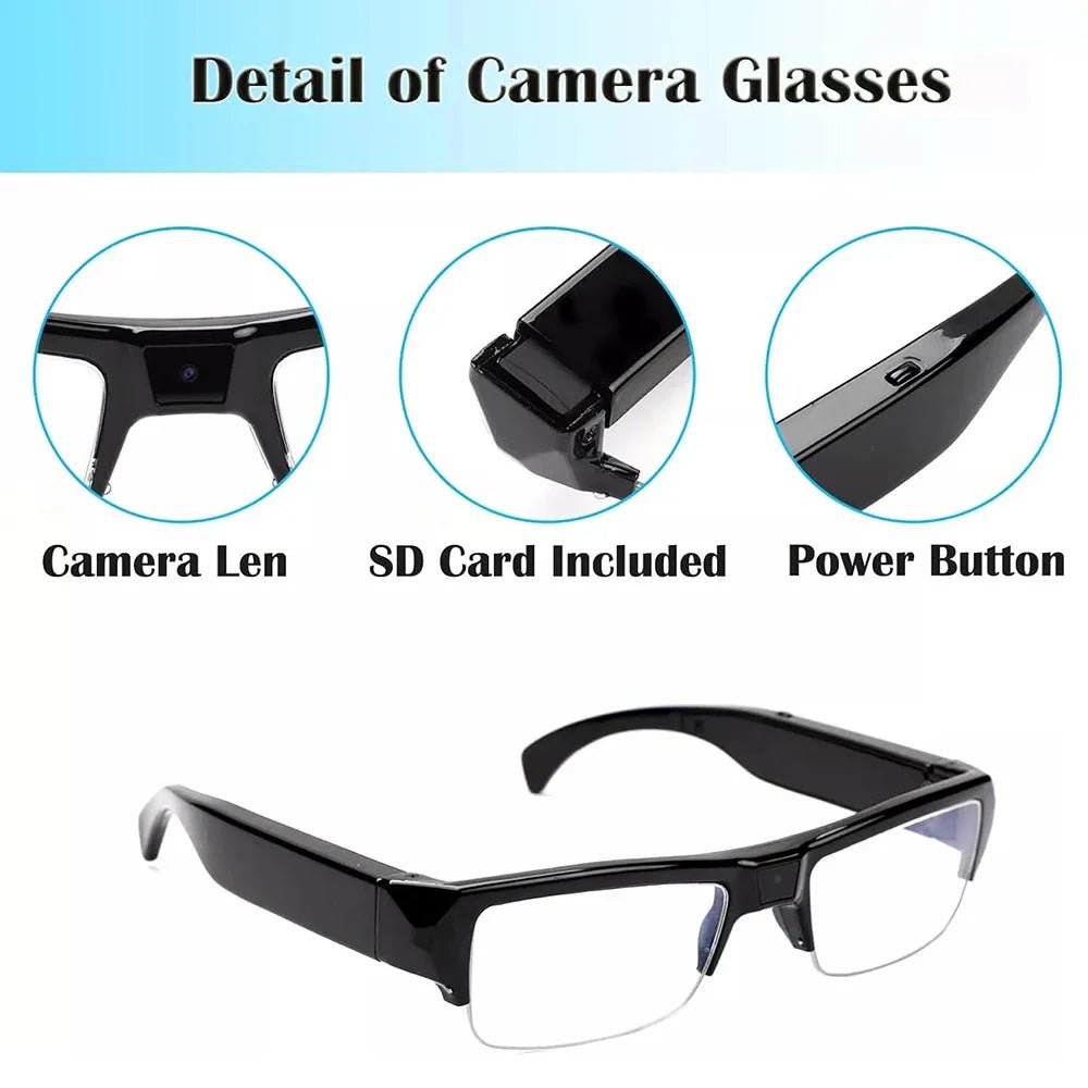 1080P HD Mini Camera Glasses Wearable DVR Video Recorder Black - Electronics > Business & Home Security > Security Cameras & AccessoriesTü - huB