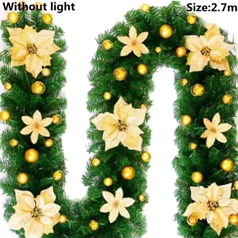 Artificial Christmas Garland Decorations with Lights, Christmas Wreaths for Xmas Tree Front Door Fireplaces Stairs Decor Wreath - Tü - huB