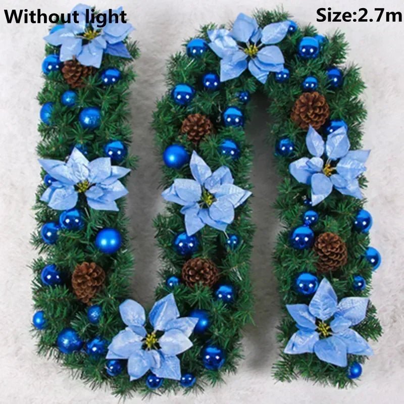 Artificial Christmas Garland Decorations with Lights, Christmas Wreaths for Xmas Tree Front Door Fireplaces Stairs Decor Wreath - Tü - huB