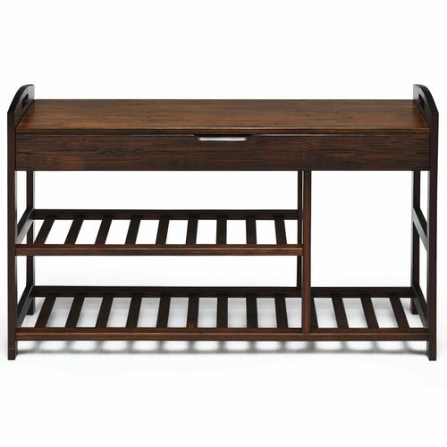 Bamboo Shoe Wrack Storage Bench - FurnitureTü - huB