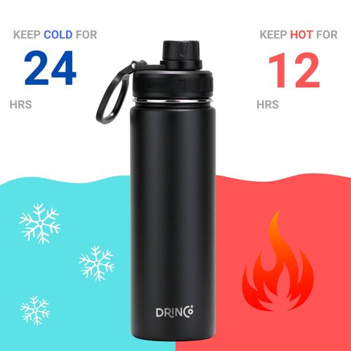 DRINCO® 22oz Stainless Steel Sport Water Bottle - Black - ApplianceTü - huB