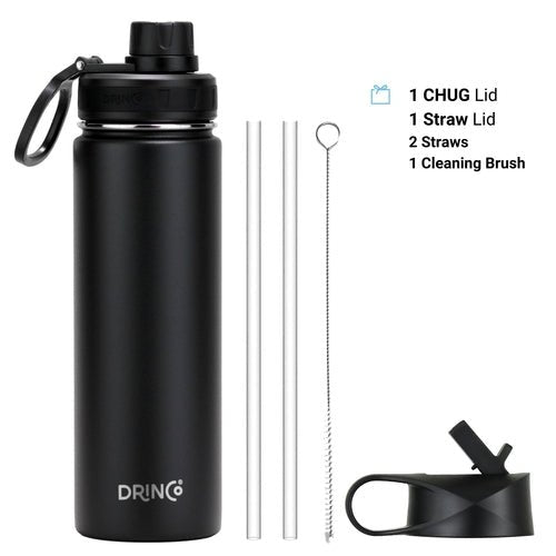 DRINCO® 22oz Stainless Steel Sport Water Bottle - Black - ApplianceTü - huB