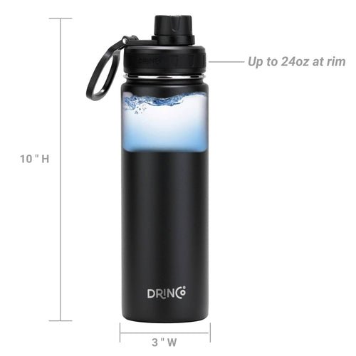 DRINCO® 22oz Stainless Steel Sport Water Bottle - Black - ApplianceTü - huB