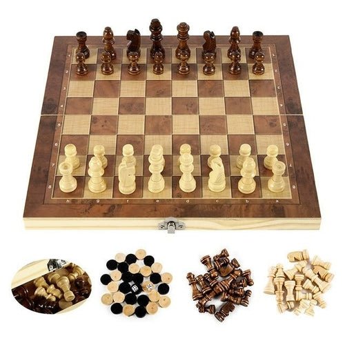 Foldable Wooden Chess Set Board Game - GamesTü - huB