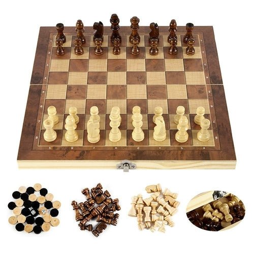 Foldable Wooden Chess Set Board Game - GamesTü - huB