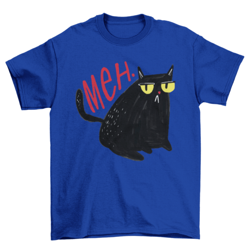 Funny unimpressed meh black cat t-shirt - ClothingTü - huB