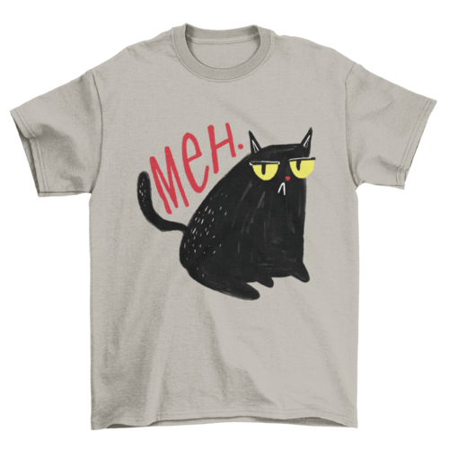 Funny unimpressed meh black cat t-shirt - ClothingTü - huB