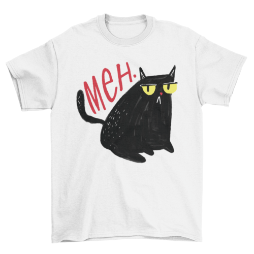 Funny unimpressed meh black cat t-shirt - ClothingTü - huB