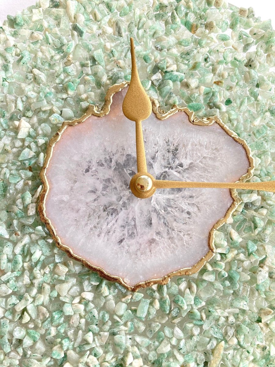 Green Crystal With White Agate Wall Clock - n/aTü - huB