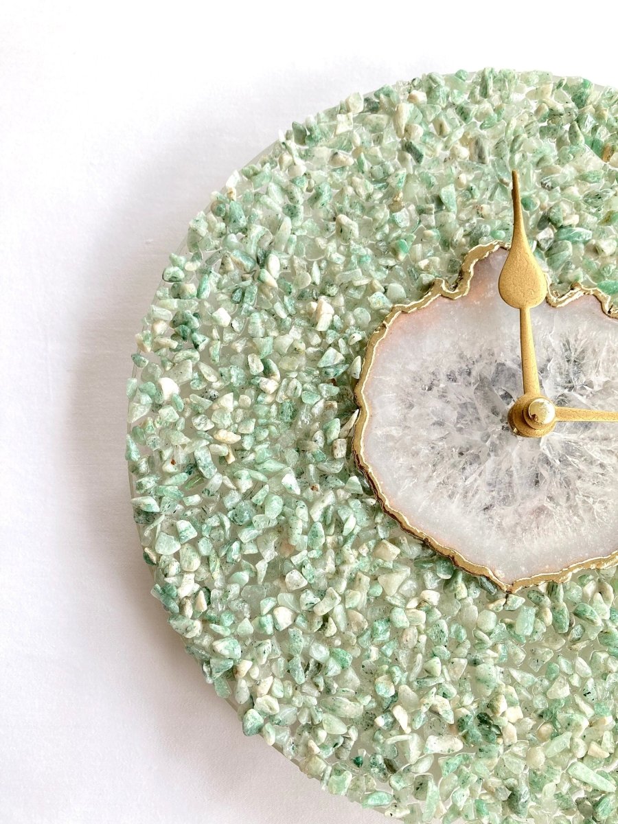 Green Crystal With White Agate Wall Clock - n/aTü - huB
