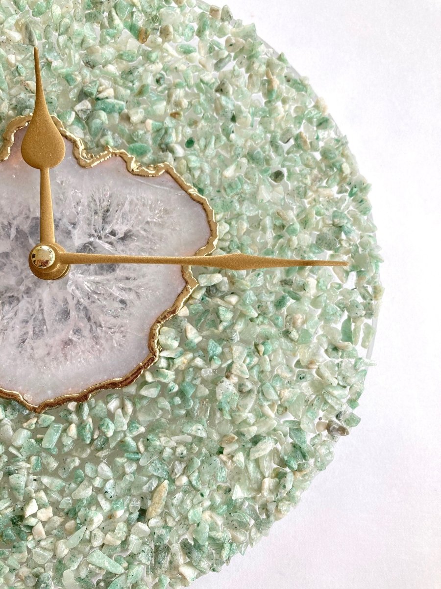 Green Crystal With White Agate Wall Clock - n/aTü - huB