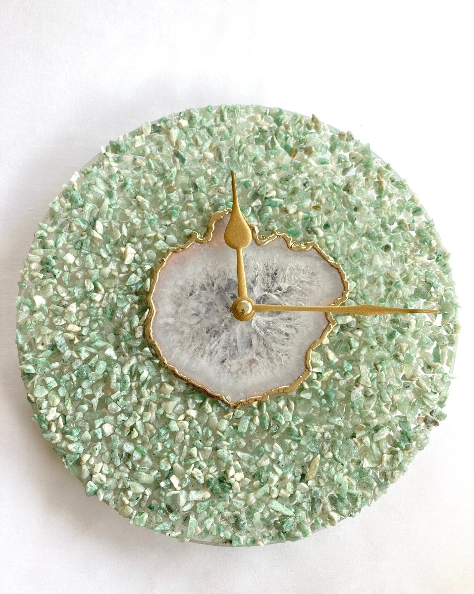 Green Crystal With White Agate Wall Clock - n/aTü - huB