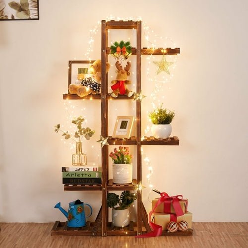Indoor 6 Tier Wooden Plant Home Decor Stand - FurnitureTü - huB