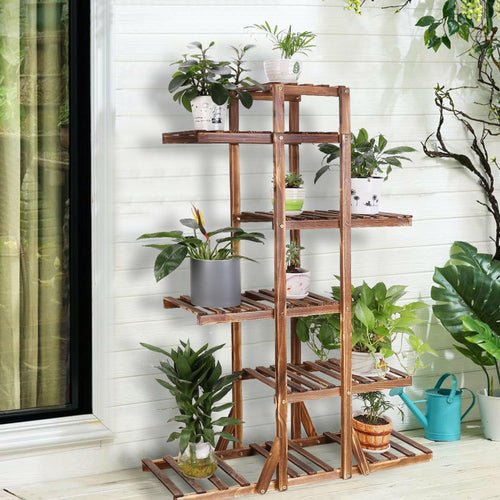 Indoor 6 Tier Wooden Plant Home Decor Stand - FurnitureTü - huB