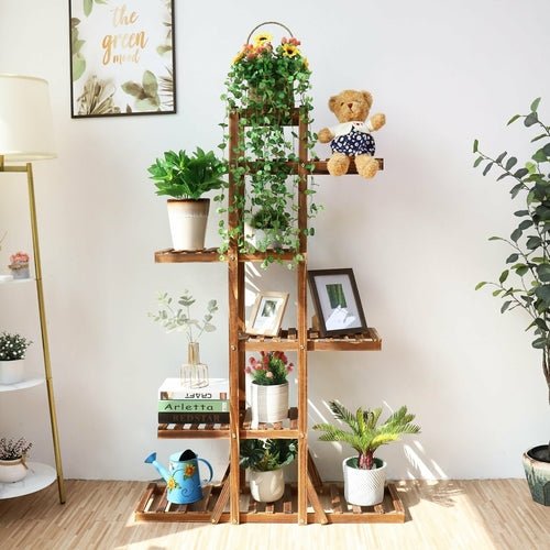 Indoor 6 Tier Wooden Plant Home Decor Stand - FurnitureTü - huB