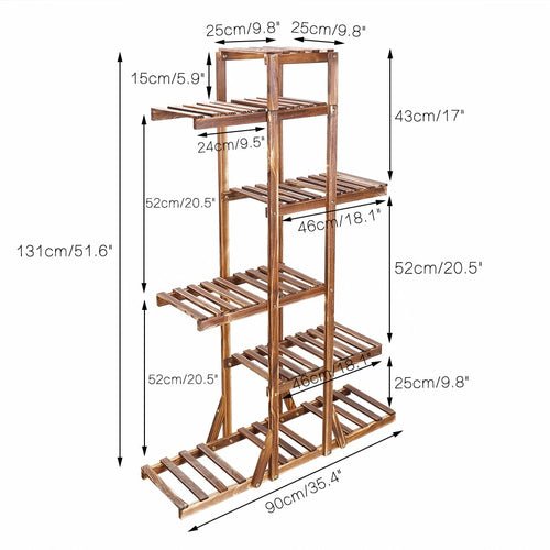 Indoor 6 Tier Wooden Plant Home Decor Stand - FurnitureTü - huB
