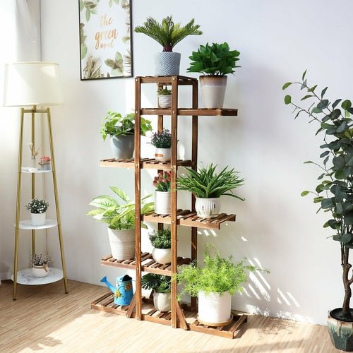 Indoor 6 Tier Wooden Plant Home Decor Stand - FurnitureTü - huB