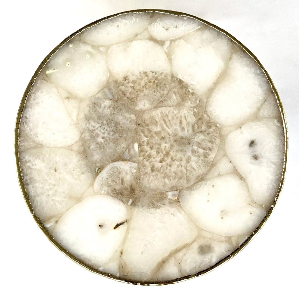 White Crystal Agate Cake Stand/Centrepiece/Display Stand/Tray 10" Round - n/aTü - huB