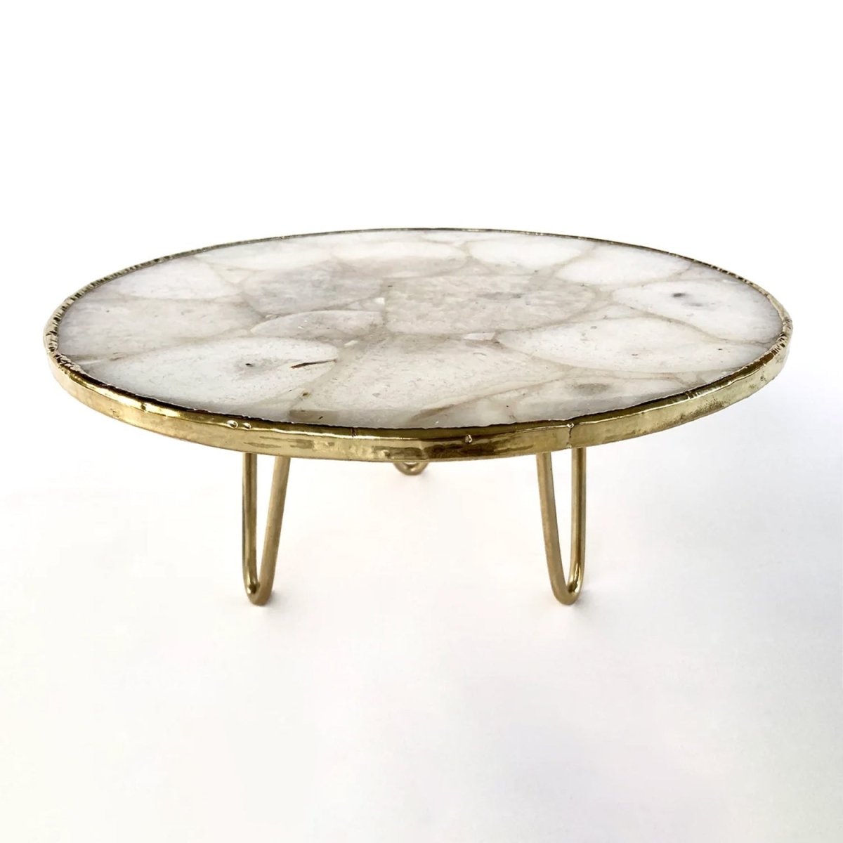 White Crystal Agate Cake Stand/Centrepiece/Display Stand/Tray 10" Round - n/aTü - huB