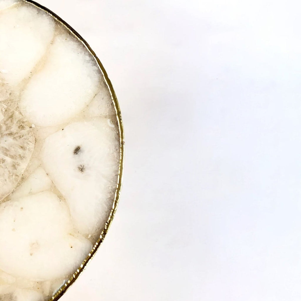 White Crystal Agate Cake Stand/Centrepiece/Display Stand/Tray 10" Round - n/aTü - huB